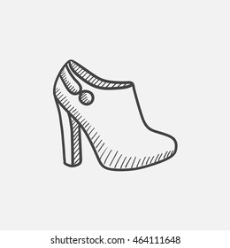 High-heeled ankle boot sketch icon set for web, mobile and infographics. Hand drawn vector isolated icon.