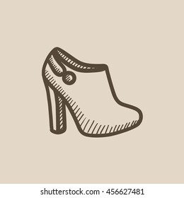High-heeled ankle boot vector sketch icon isolated on background. Hand drawn High-heeled ankle boot icon. High-heeled ankle boot sketch icon for infographic, website or app.