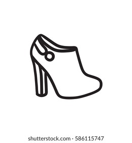High-heeled ankle boot vector sketch icon isolated on background. Hand drawn High-heeled ankle boot icon. High-heeled ankle boot sketch icon for infographic, website or app.