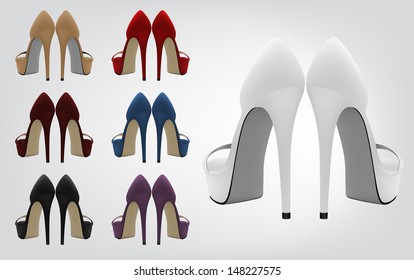 High-heeled blank shoes template.