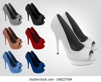 High-heeled blank shoes template.