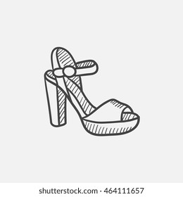 High-heeled sandal sketch icon set for web, mobile and infographics. Hand drawn vector isolated icon.