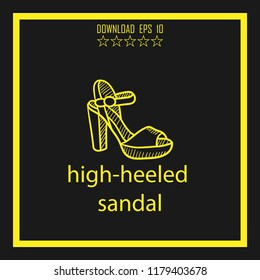 high-heeled sandal sketch vector icon