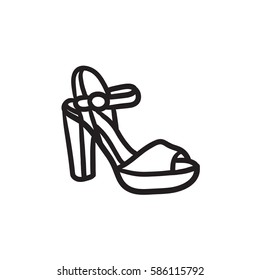 Icono de esbozo de vector de arena de alta altura aislado en el fondo. Icono de sandalia de alta altura. Icono de boceto de sandal de alta calidad para infografía, sitio web o aplicación.