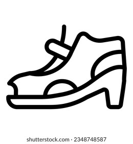 High-heeled sandals line icon. Woman shoes with clasp vector illustration isolated on white. Footwear outline style designed for and app. Eps 10.