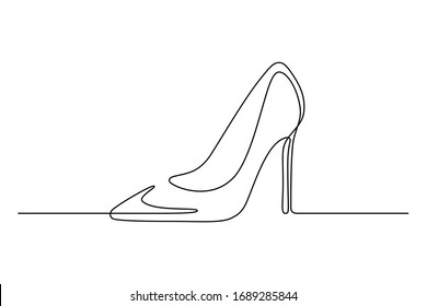 High  heeled shoe in continuous line art drawing style  Elegant women stiletto heels minimalist black linear sketch isolated white background  Vector illustration