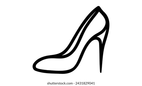 High-heeled shoe in continuous line art drawing style. Elegant women stiletto heels minimalist black linear sketch isolated on white background. Vector illustration