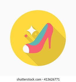 High-heeled shoe icon, Vector flat long shadow design. EPS10