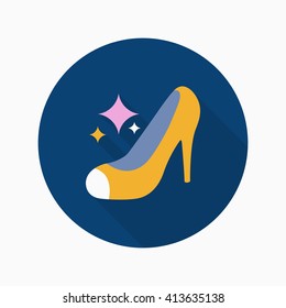 High-heeled shoe icon, Vector flat long shadow design. EPS10