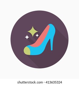 High-heeled shoe icon, Vector flat long shadow design. EPS10