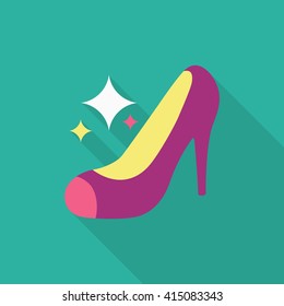 High-heeled shoe icon, Vector flat long shadow design. EPS10