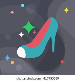 High-heeled shoe icon, Vector flat long shadow design. EPS10
