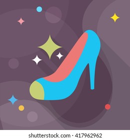 High-heeled shoe icon, Vector flat long shadow design. EPS10