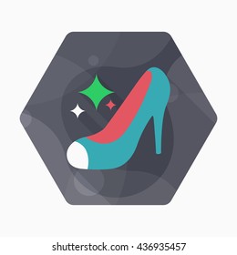 High-heeled shoe icon, Vector flat long shadow design. EPS10