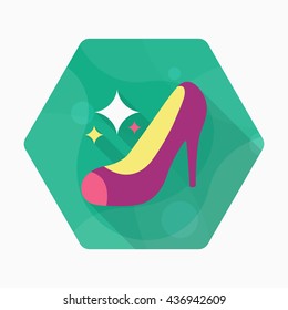 High-heeled shoe icon, Vector flat long shadow design. EPS10