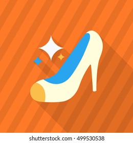 High-heeled shoe icon, Vector flat long shadow design. EPS10