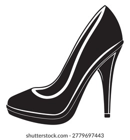 Highheeled shoe with white outlines on a clean simple background