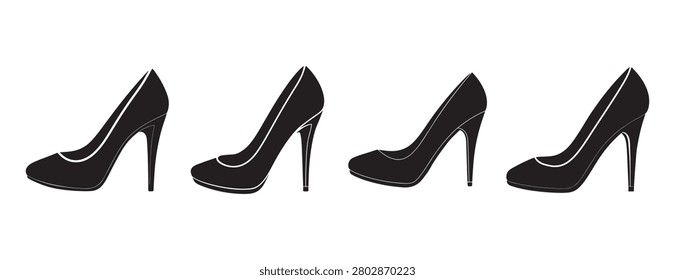 highheeled shoes in different angles isolated on white background