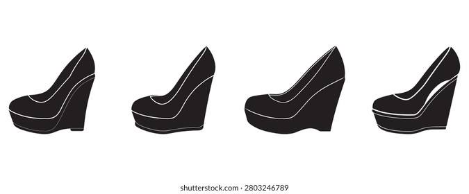 highheeled shoes in different positions and angles isolated on white background