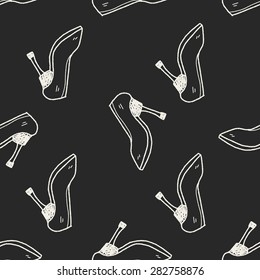 High-heeled shoes doodle seamless pattern background