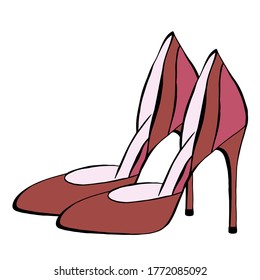 Zapatos de tacón alto. Ilustración vectorial dibujada a mano, aislada en un fondo blanco.