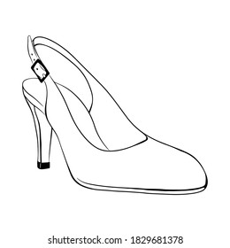 High-heeled shoes. Hand drawn vector illustration, isolated on a white background.