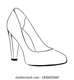 High-heeled shoes. Hand drawn vector illustration, isolated on a white background.