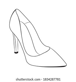 High-heeled shoes. Hand drawn vector illustration, isolated on a white background.