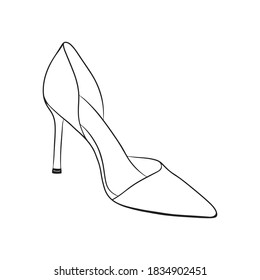 High-heeled shoes. Hand drawn vector illustration, isolated on a white background.