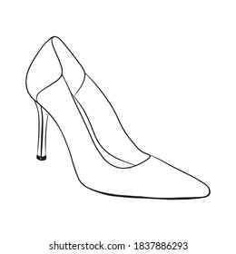 High-heeled shoes. Hand drawn vector illustration, isolated on a white background.