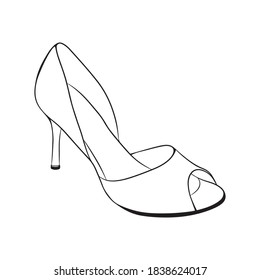 High-heeled shoes. Hand drawn vector illustration, isolated on a white background.