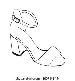 High-heeled shoes. Hand drawn vector illustration, isolated on a white background.