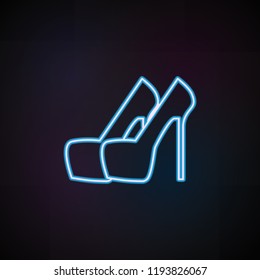 high-heeled shoes icon in neon style. One of Woman Accessories collection icon can be used for UI, UX