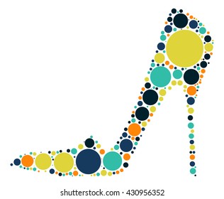 High-heeled shoes shape vector design by color point