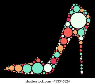 High-heeled shoes shape vector design by color point