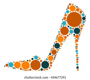 High-heeled shoes shape vector design by color point