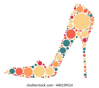 High-heeled shoes shape vector design by color point