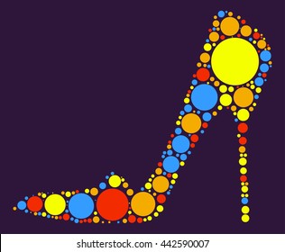 High-heeled shoes shape vector design by color point
