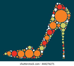 High-heeled shoes shape vector design by color point
