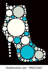 High-heeled shoes shape vector design by color point