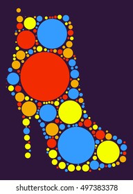 High-heeled shoes shape vector design by color point