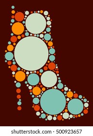 High-heeled shoes shape vector design by color point