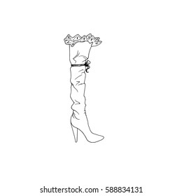 High-heeled shoes for woman. Fashion footwear artwork. Isolated clipart for coloring book pages design