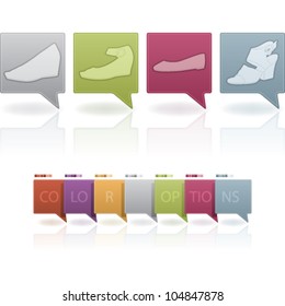 High-helded footwear theme icons set covering all kind elegant woman's shoes.