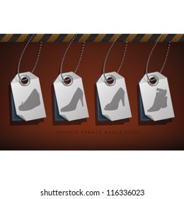 High-helded footwear theme icons set covering all kind elegant woman's shoes.