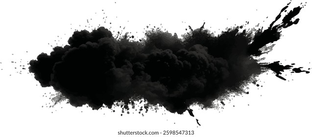 High-Impact Abstract Illustration Depicting a Dark Smoke and Dust Cloud Rising in a 
Swirling, Chaotic Motion Against a Clean, Minimalist White Space
