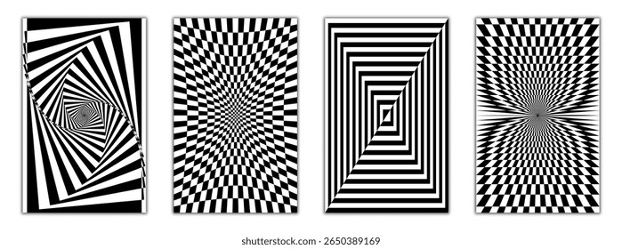 High-impact optical illusions with exploding vortexes, expanding rings, and pulsating geometry. Perfect for techno themes, rave posters, and digital visuals.