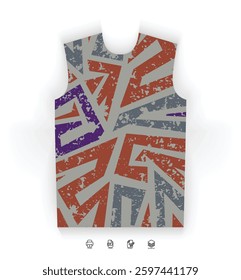 High-Impact Red Jersey Pattern with Dynamic and Sharp Line Graphics