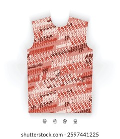 High-Impact Red Jersey Pattern with Dynamic and Sharp Line Graphics