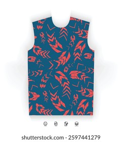 High-Impact Red Jersey Pattern with Dynamic and Sharp Line Graphics